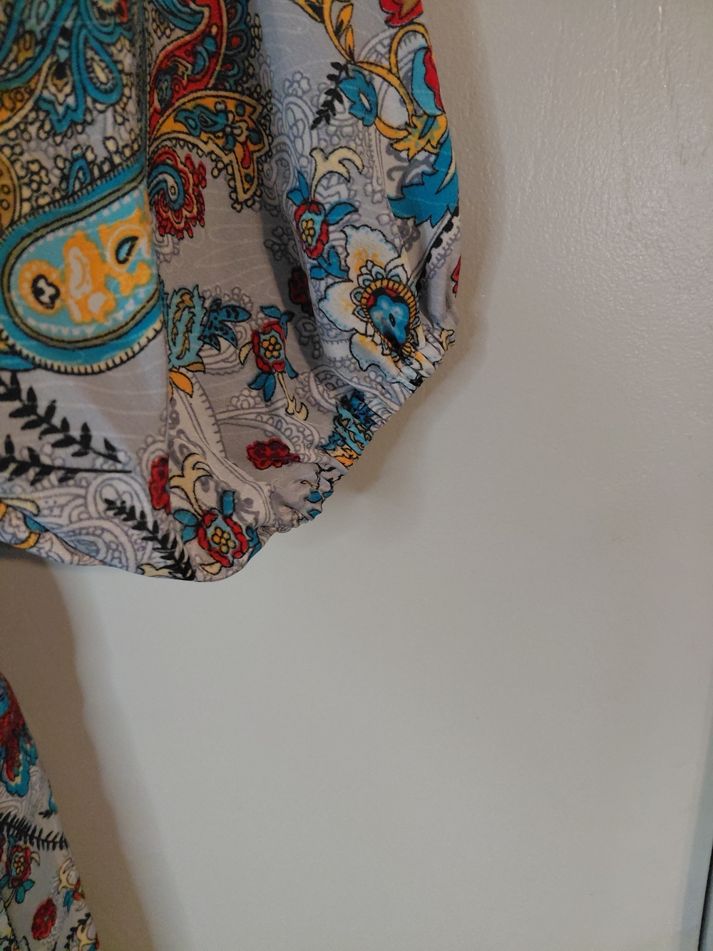 Paani Boho Paisley Dress Gray Blue Red Tiered Midi Cottagecore Small - Picture 7 of 8